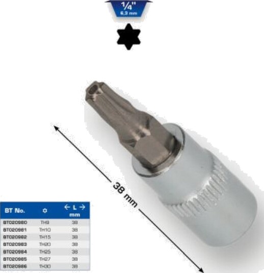 Brilliant Tools Bt020986, Uttag, 1/4", Tb30, 38 Mm, 16 G, 45 Mm