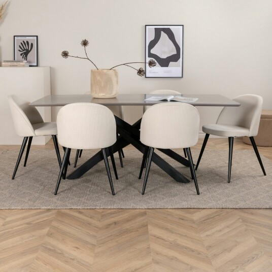Venture Home Spisegruppe Venture Home med Piata Spisebord og 6 Valentina Spisestoler GR22515