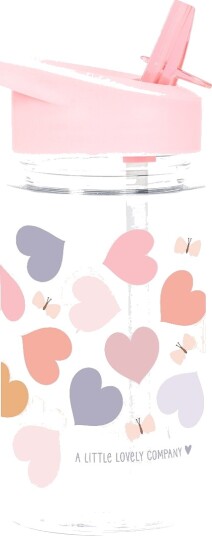 A Little Lovely Company Drikkeflaske m. Sugerør 450 ml Heart A Little Lovely Company OneSize Drikkeflaske Rosa
