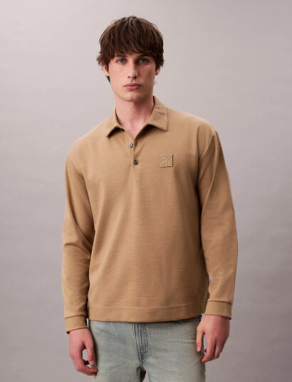 Calvin Klein Ls Stretch Wool Blend Interlock - Beige - XL