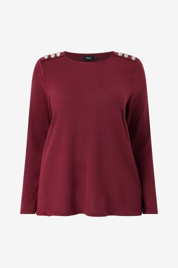 Zizzi   Topp vLucca L/S Button Blouse   Rød