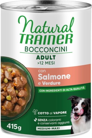 Natural Trainer Våtfôr Adult Bocconcini Medium & Maxi Biter Laks 2 X 415 G
