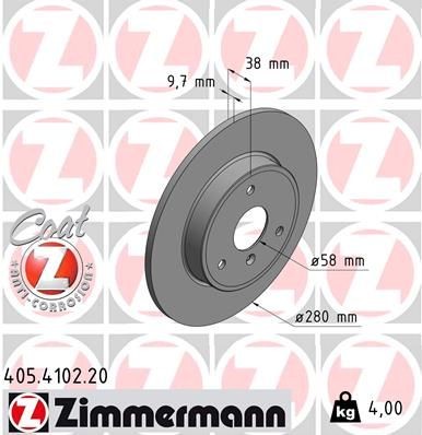 Bremseskive ZIMMERMANN 405.4102.20