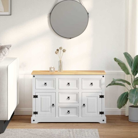 vidaXL Oppbevaringskister Corona Hvit 112 x 40 x 75 cm Massiv furu