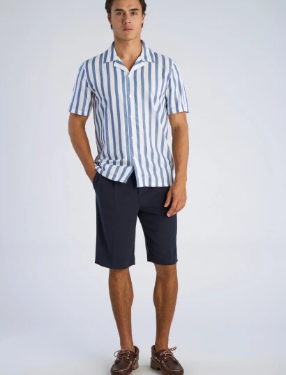 Lindbergh Cot/Lin Striped Resort S/S   Multi/patterned   XXL