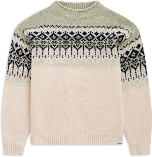 Bergans Men´s Steiro Knitted Wool Jumper Creme/light Green Mud/dark Navy XS