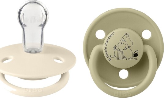 BIBS x MOOMIN Luksusen Smokker Silikon Rund 2-pack Ivory BIBS OneSize Smokk Grønn Hvit