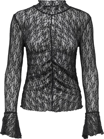 JDY Jdylala L/S High Neck Lace Top Jrs   Black   L