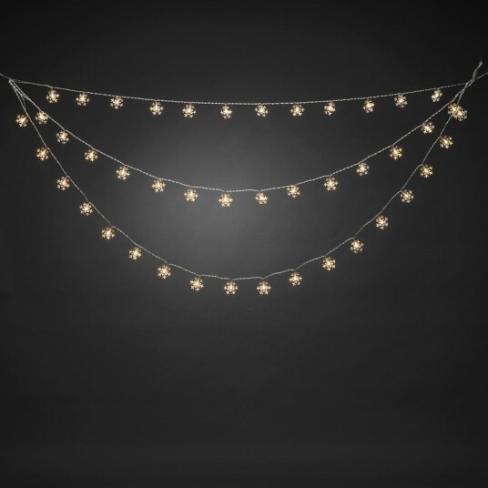 Konstsmide   Gardinlenke 44 snøkrystaller LED 125 cm   Hvit