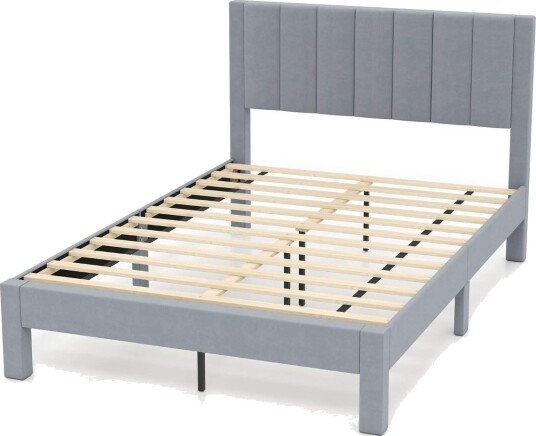 Plattform Sengeramme Fløyelstrekk 200x140 cm Grå