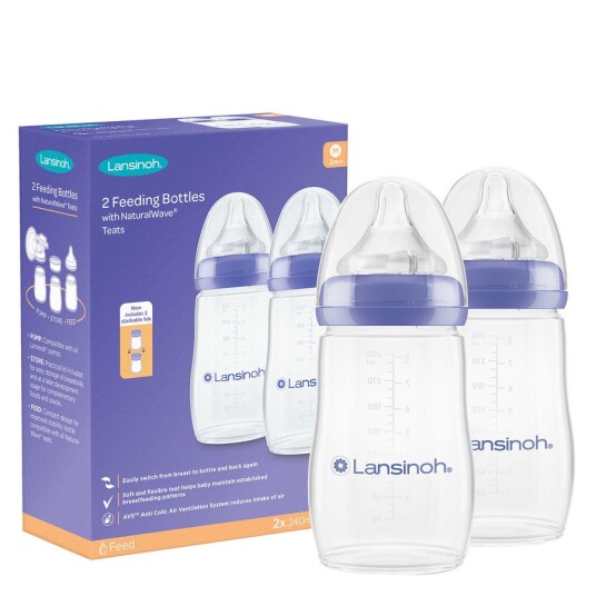 Lansinoh NaturalWave Baby Bottles 2x240ml Lansinoh NaturalWave Baby Bottles 2x240ml