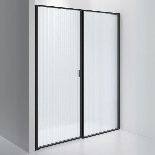 INR Iconic Nordic Rooms Dusjvegg Edge 4 Måltilpasset - Venstre / Matt Svart Sway Glass