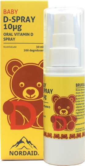 Nordaid D-Spray Baby 10 µg Munnspray, 30 ml Nordaid D-Spray Baby 10 µg Munnspray, 30 ml