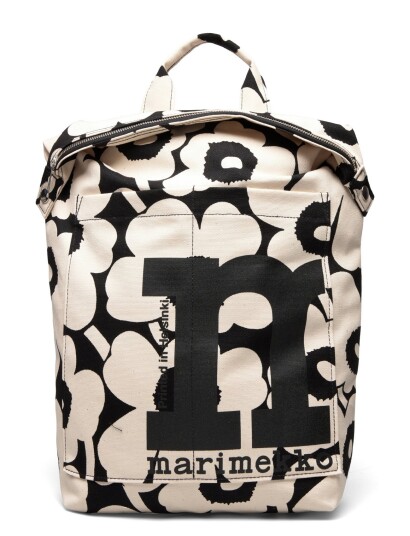 Mono Backpack Unikko White Marimekko COTTON, BLACK ONE SIZE