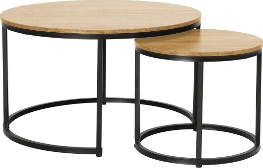 Sofabord HOME4YOU Hedvig 2 stk. sett, ask/svart - Ask / svart