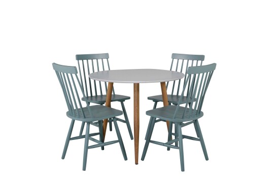 Venture Design Polar & Lönneberga spisegruppe Hvit/grønn 4 st stoler & bord 90 cm