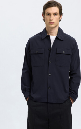 Selected Slhreg Lorent Bi-Stretch Overshirt Noos - Navy - L