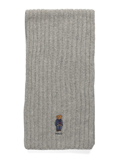 Polo Ralph Lauren Polo Bear Rib-Knit Scarf - Grey - ONE SIZE Polo Ralph Lauren Polo Bear Rib-Knit Scarf - Grey - ONE SIZE