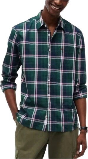 Tommy Jeans Tjm Reg Poplin Pattern Shirt VELVET GREEN CHECK XXL