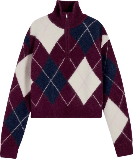 Tommy Jeans Tjw Fluffy Quarter Zip Sweater Burgundy M