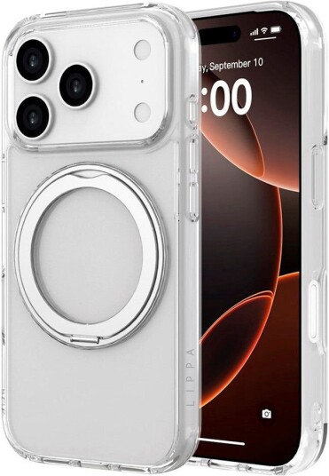 iPhone 17 Pro Lippa Hybrid Plast Deksel m. 360 Roterende Kickstand MagSafe Kompatibel Gjennomsiktig / Sølv iPhone 17 Pro Lippa Hybrid Plast Deksel m. 360 Roterende Kickstand MagSafe Kompatibel Gjennomsiktig / Sølv