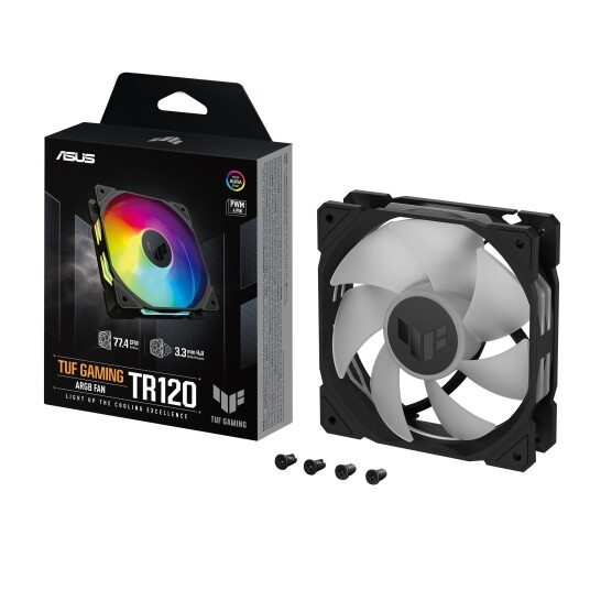 ASUS TUF TR120 RGB Vifte 120mm Sort med PWM ASUS TUF TR120 RGB Vifte 120mm Sort med PWM