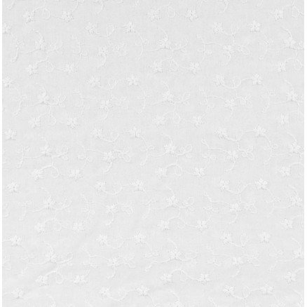 Bomullsstoff med broderi 135cm 050 hvit - 50cm