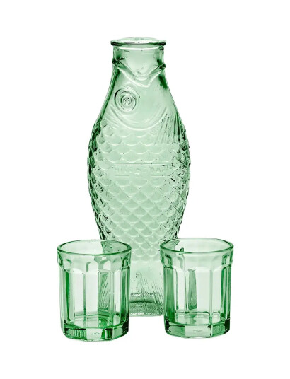 Serax Set Carafe + 2 Glasses M Blue Fish&Fish Green 85 CL Serax Set Carafe + 2 Glasses M Blue Fish&Fish Green 85 CL
