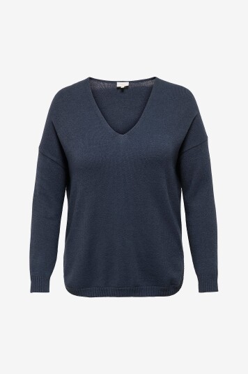 Only Carmakoma Genser carMargareta LS Pullover Knt Blå
