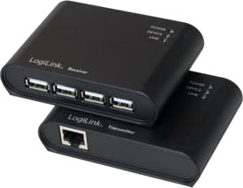 LogiLink USB 2.0 Cat.5 extender, 50 m incl. 4-port Hub, black