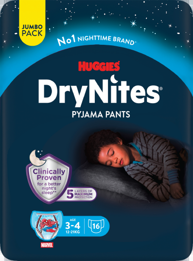 DryNites Bleie gutt 3 4 år 16 stk. DryNites Bleie gutt 3 4 år 16 stk.