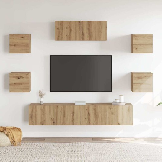 TV-skapsett 5 deler veggmontert artisan eik 8721158761026