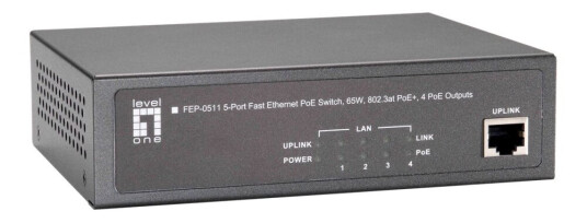 Levelone Fep-0511 - Switch - 5 X 10/100 (Poe+) - Stasjonær - Poe+ (65 W)