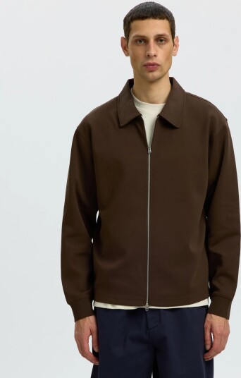 Selected Slmtom Soft Full Zip Sweat Noos Brown XL