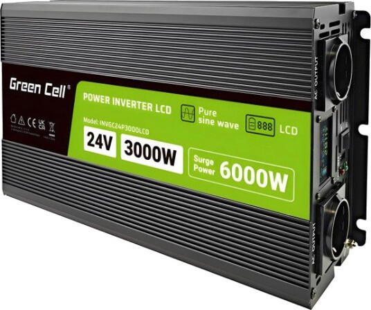 Green Cell PowerInverter DC/AC 24V til 230V Str??minverter 3000/6000W