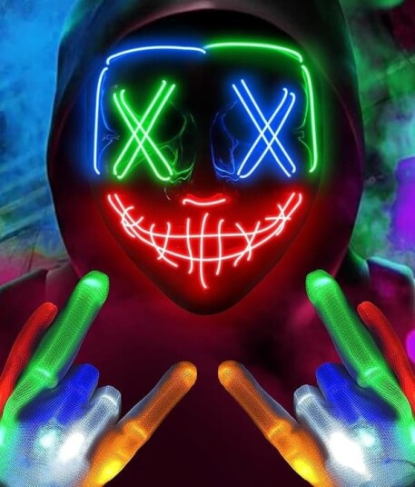 Halloween LED-Maske med Hansker