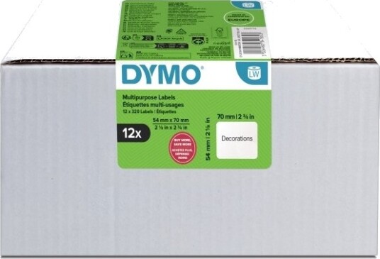 Dymo Lw Multi Purpose Labels 74X70mm 12 Rolls Hvit Selvklebende Skriveretikett 3840 Stykker 320 Stykker
