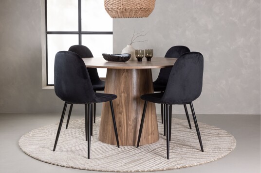 Lanzo Matgruppe 120 cm Rund med 4 Polar Stoler Natur