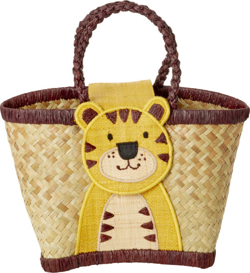 Rice Raffia Kids Bag with Tiger Closing KIBAG-TIG Rice Raffia Kids Bag with Tiger Closing KIBAG-TIG