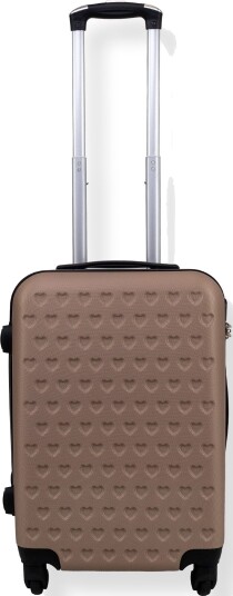 Borg Living Brun kabinkoffert Hardcase koffert med hjerter stødsikkert polypropylen reisekoffert