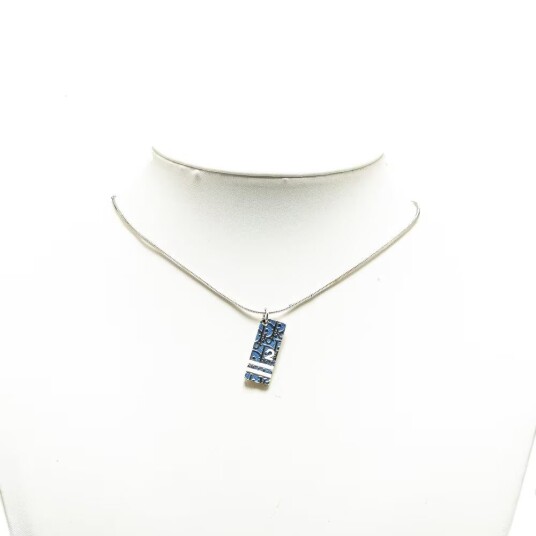 Pre-owned Dior Silver Plated Oblique Trotter Pendant Necklace Silver