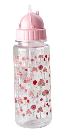 RICE Drikkeflaske i plast for barn med rosa Happy Forest-trykk Rosa 500 ml RICE Drikkeflaske i plast for barn med rosa Happy Forest-trykk Rosa 500 ml