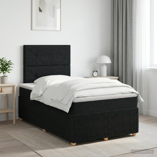 vidaXL Kontinentalseng med madrass Svart 120 x 200 cm Stoff