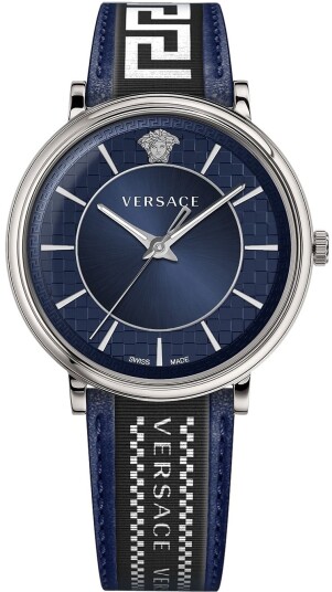 Versace Herreklokke VE5A01121 V Circle Blå/Lær Ø42 mm