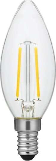 Spl E14 2W dimbar LED kronepære   Filament C35 2200K klart glass   Dimbar : Dimbar Kulør : Ekstra varm