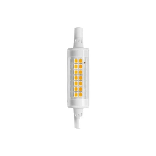 Spl R7S 78mm / 7W LED pære   1000lm klart glass keramikk varmhvit   Kulør : Varm