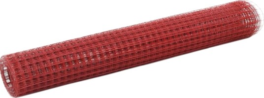 vidaXL Trådgjerde kylling stål med PVC belegg 25x1 m rød