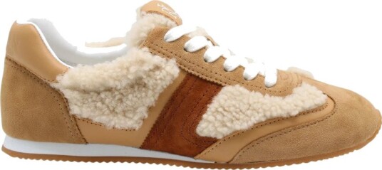 Lauren Ralph Lauren Dani Suede Shearling Low Profile Sneaker Beige 38 Lauren Ralph Lauren Dani Suede Shearling Low Profile Sneaker Beige 38