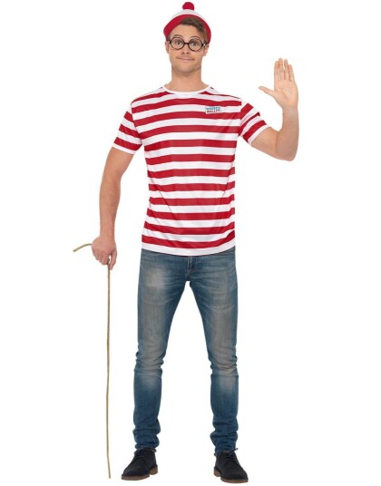 Where’s Wally Kostymeskjorte med Lue og Briller Strl L