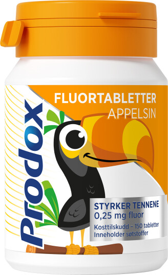 Prodox fluortabletter 0,25 mg appelsin 150 stk Prodox fluortabletter 0,25 mg appelsin 150 stk